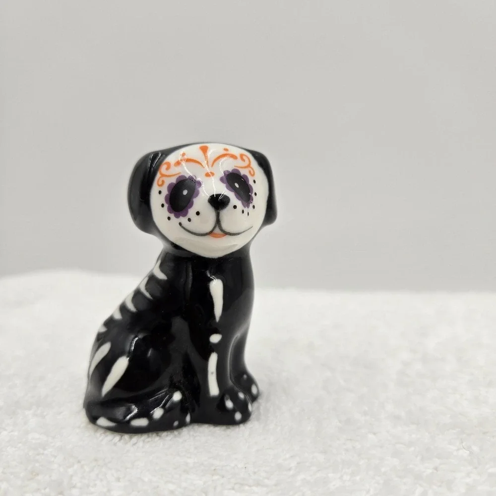 Halloween Cat Dog Sugar Skull Dia De Muertos Day of Dead Salt & Pepper Shakers